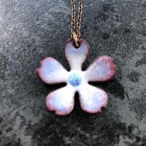 Enameled flower pendant by Kathryn Reichert